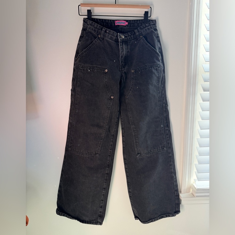 Edikted Ayla Black Wash Cargo Denim Jeans
